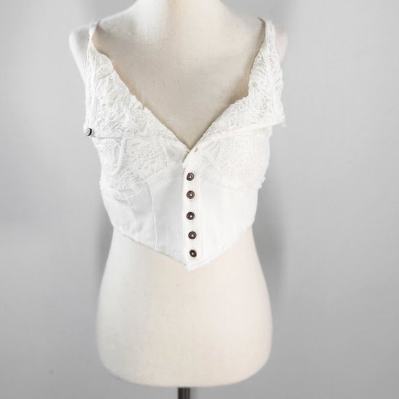 FREE PEOPLE have my heart cropped tank top Sz L NEW - Picture 4 of 10